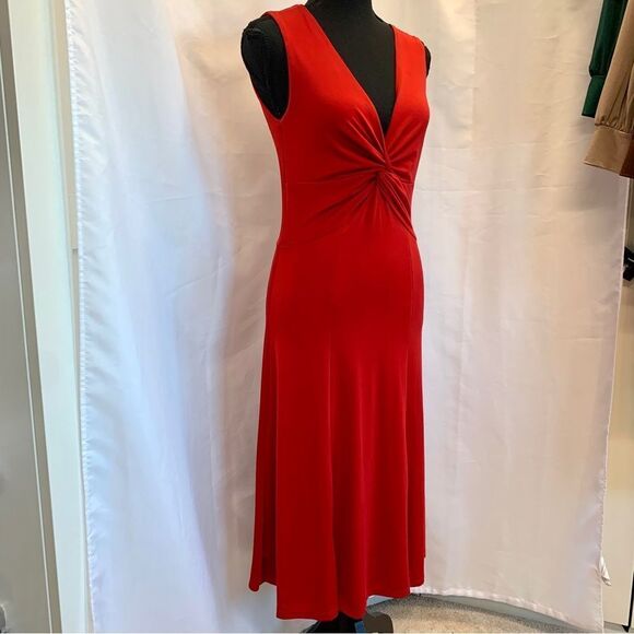 Zokai red sleeveless front twist knot midi dress Sz S - Picture 4 of 10